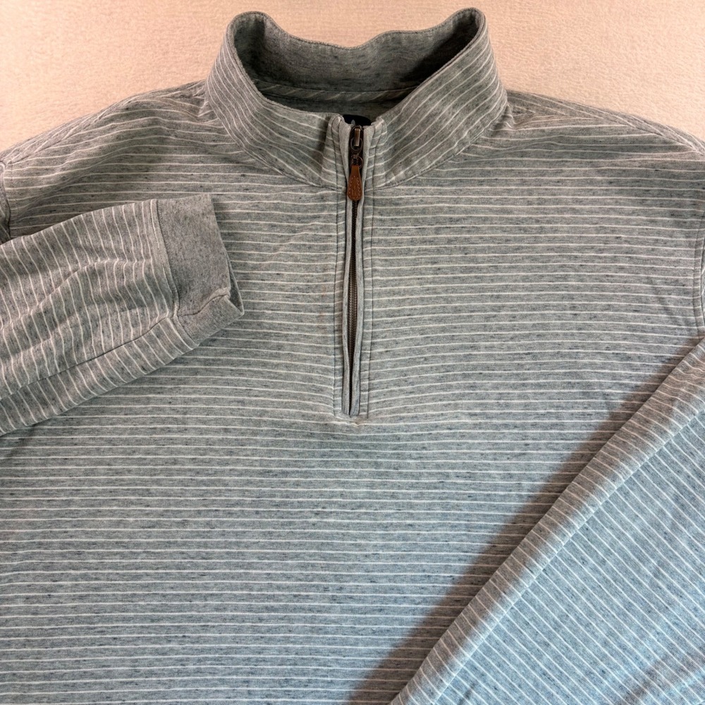 Johnnie-O Skiles Quarter Zip Pullover Mens XL Shadow Blue Striped JMKO3070